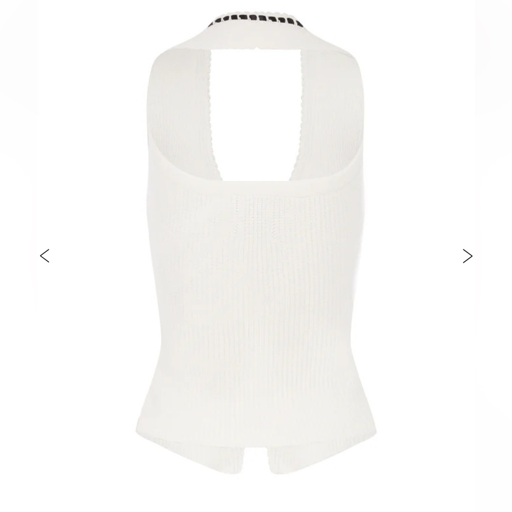 With Jean Gigi top in White Sleeveless Knit Top with Black Trim - Picture 7 of 7